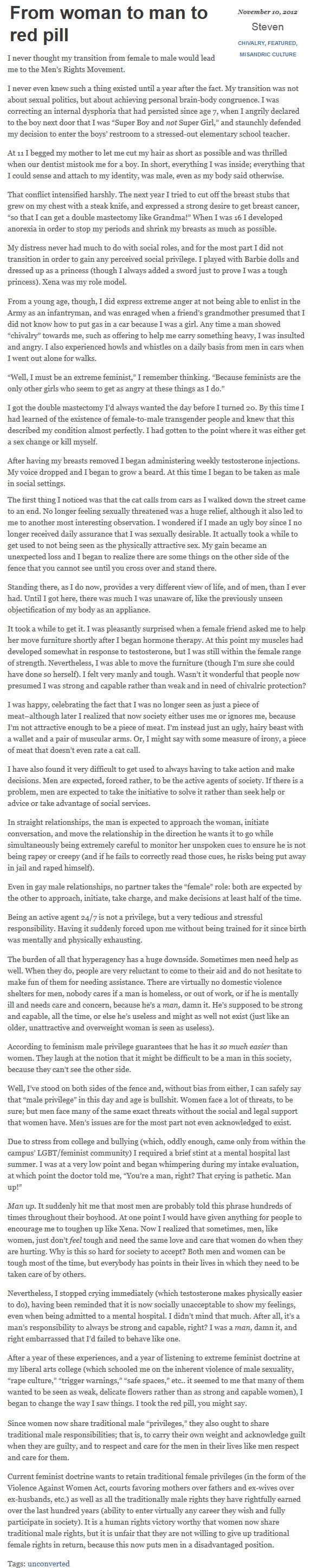 transsexual's view on privledge